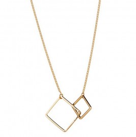 Goud Plated Necklace with Double Square